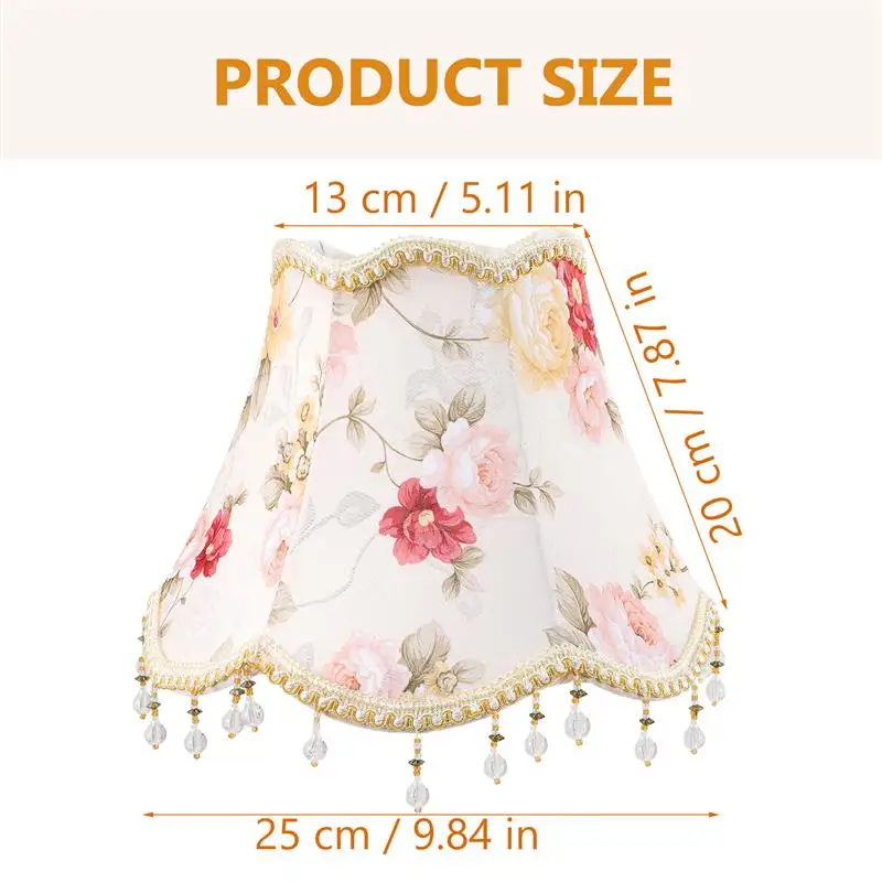 

European Style Table Lamp Shade Cloth Lamp Shade Retro Fringe Beads Lamp Cover Decor Table Lamp Cover European Lampshade E27