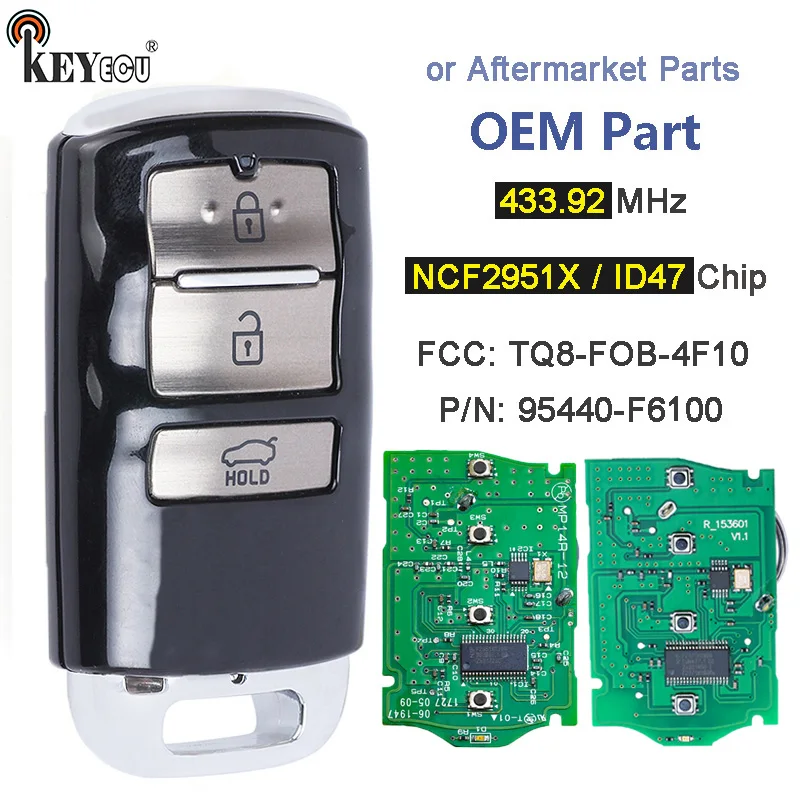 

KEYECU 433 МГц ID47, чип флэш-памяти 95440-F6100, OEM/Запчасти для Kia Cadenza 2017 2018