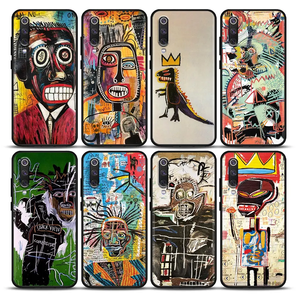 

J-Jean-Michel Basquiat Graffiti Art Black Fundas For Xiaomi Mi 9T Pro 10 10T 10s CC9 9 Pro 8 Lite Case Cover Mi Note 10 Lite 9T