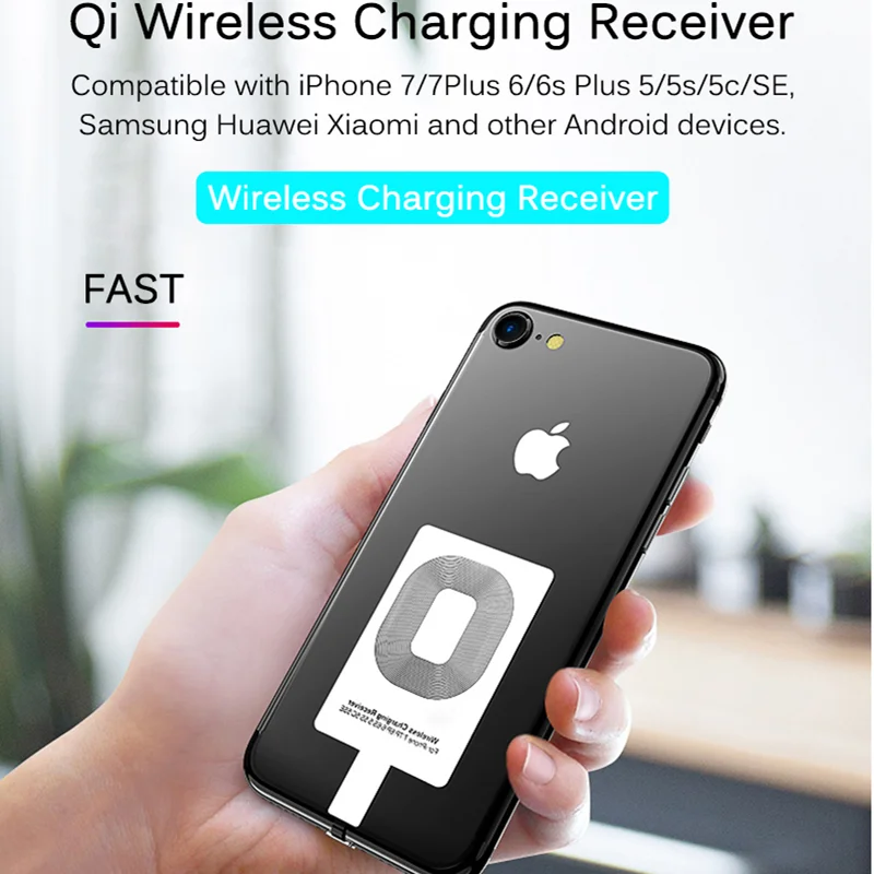 

Wireless Charging Receiver for Samsung Iphone Huawei Xiaomi Universal Micro USB Lighting Type C Fast Wireless Charger Adapter