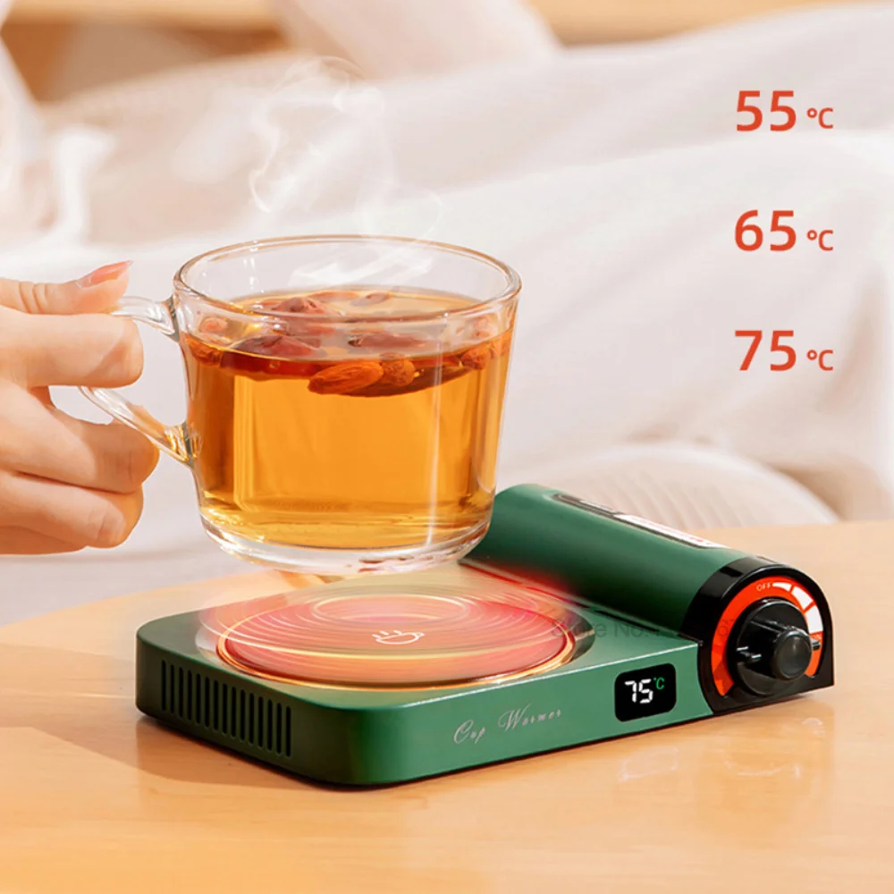 

220V Electric Beverage Warmer Heated Coaster with Insulated Coffee Milk Mug Digital Display Constant TemperatureHeated Coaster
