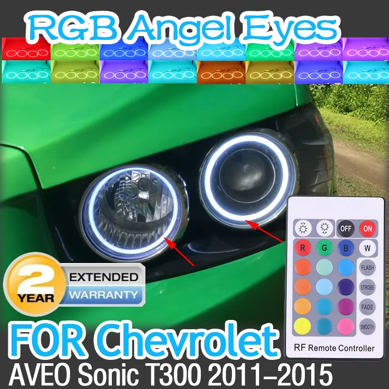 

RGB multi-color RF Remote Control Halo Rings DRL LED Angel Eyes Kit For Chevrolet AVEO Sonic T300 2011 2012 2013 2014 2015