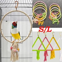 pet parrot birds swing roundtriangle cotton parrot rope perches stand cage toy for cockatiel parakeet bird chewing bite