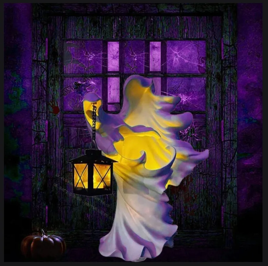 

Ведьма Хэллоуин с фонариком, реалистичные поделки из смолы, скульптура призрака, выглядит страшным, ад, мессенджер для дома, искусство, Декор