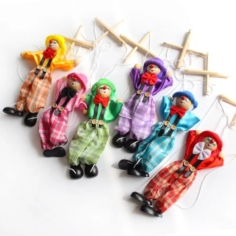 

Funny Colorful Pull String Puppet Clown Wooden Marionette Handcraft Toy Joint Activity Doll Kids Children Gifts For New Year