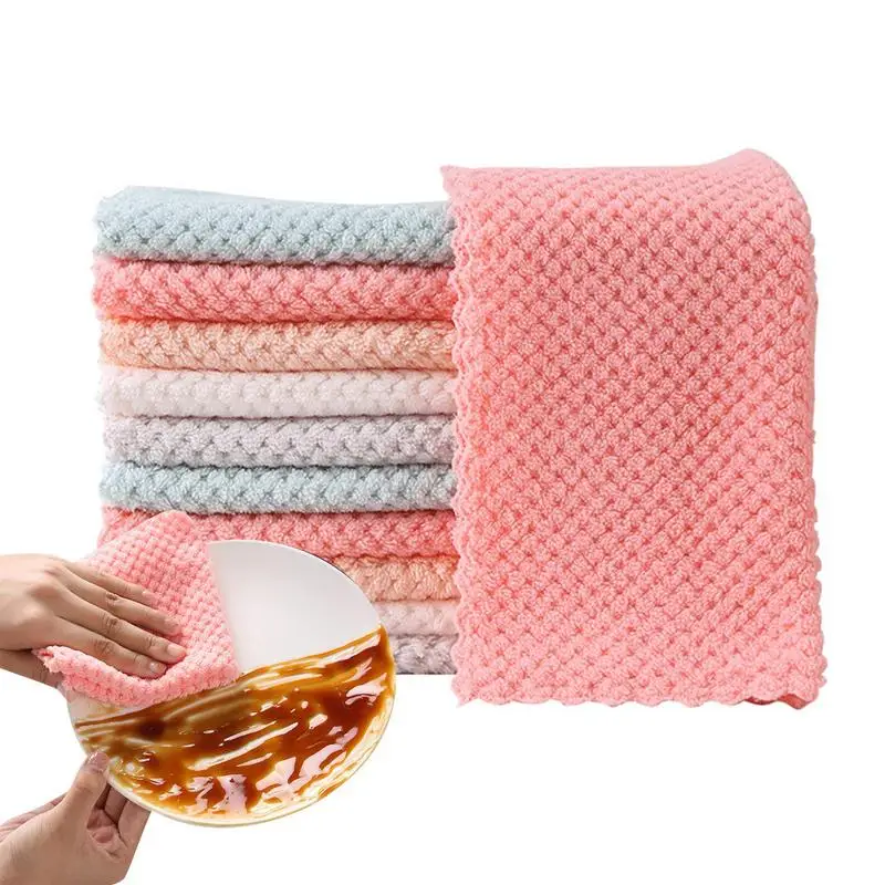 

Kitchen Dish Rags 10pcs Water Absorption Kitchen Washcloths Cleaning Supplies For Kitchen Bathroom Table Cleaning Cloth Rags