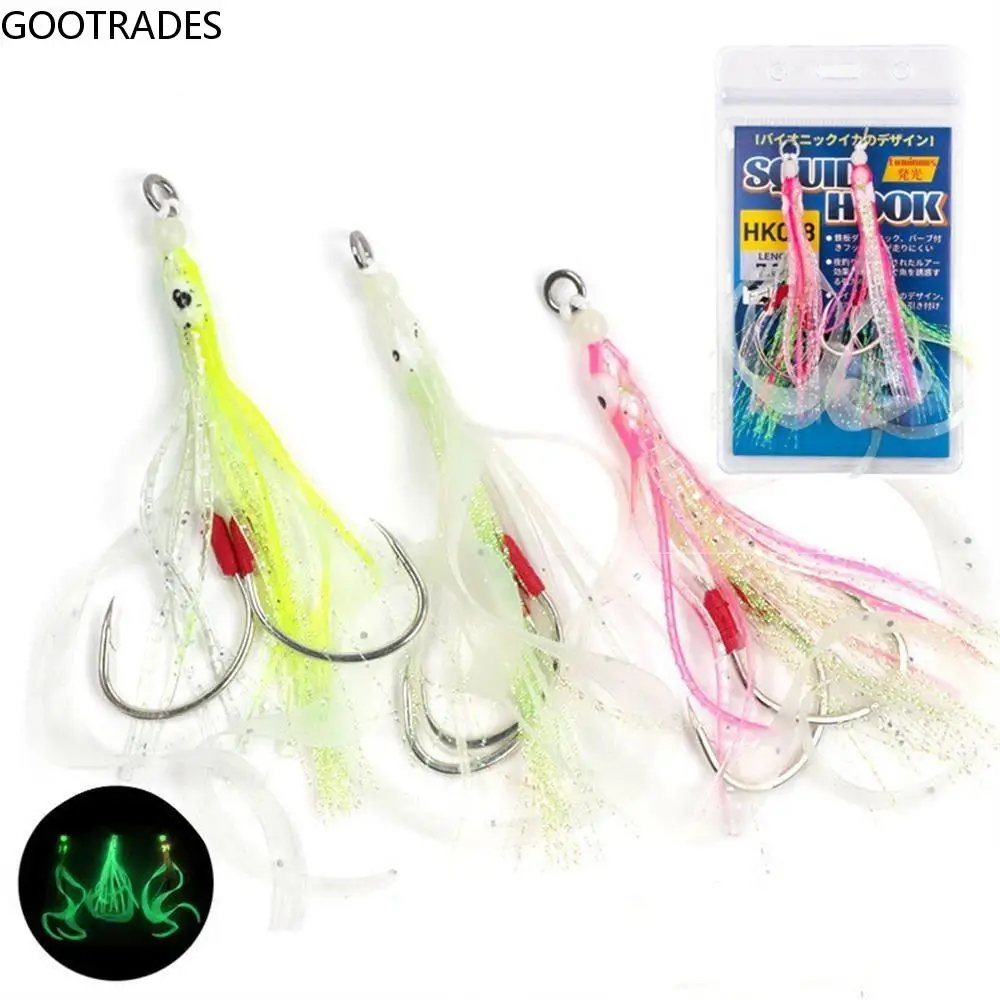 

Silicone Metal Material Bionic Squid Hooks Luminous String HooksSaltwater Deep Sea Fishing Accessories