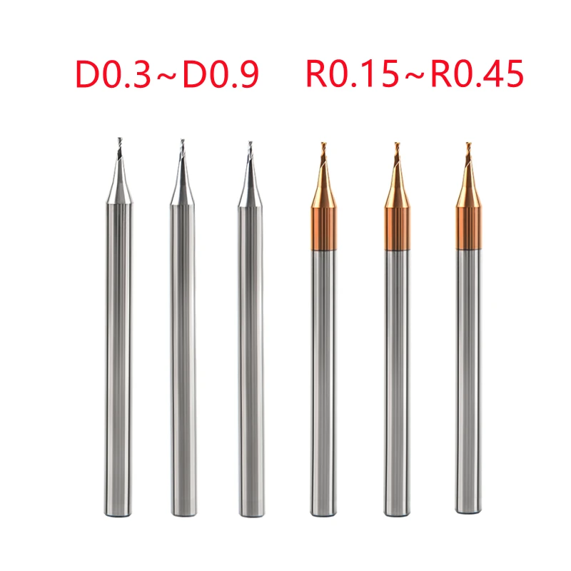 

Mini Small Diameter Micro Milling Cutter D0.3mm-D0.9mm R0.15-R0.45 Ball Head End Mill HRC65 CNC Tool For Metal Wood Plastic