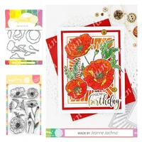 new poppy august birth flower metal cutting dies stamps diy handmade embossing stencil making scrapbook diary card decoration