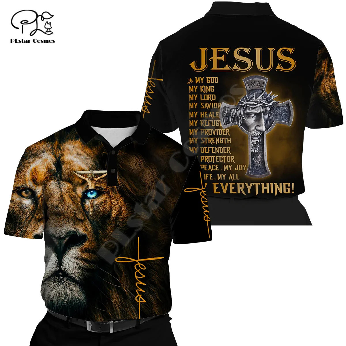 

Christian Child Of God Savior Jesus Bible Lion Retro Tattoo 3DPrint Streetwear Summer Funny Casual Polo Shirts Short Sleeves X2