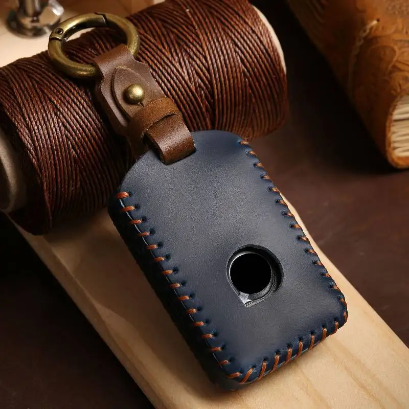 

For Car Key Cover Case Leather Keychain Holder FOB Cover for Volvo Xc90 Xc40 Xc60 S90 Keyring Case