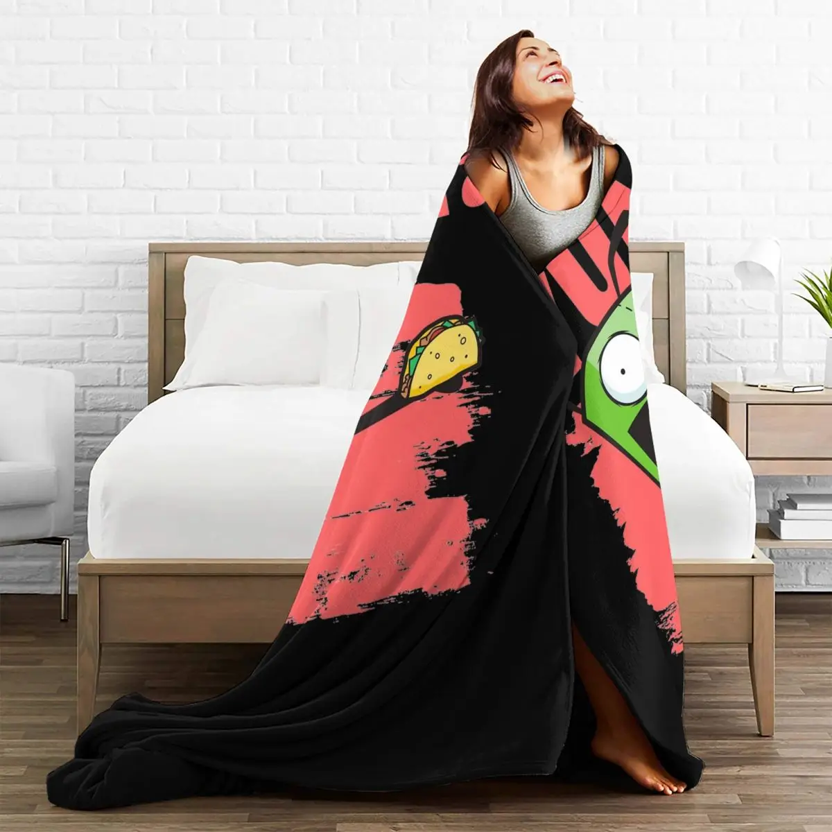 Одеяло Invader Zim из кораллового флиса плюшевое весенне-осеннее одеяло для девочек