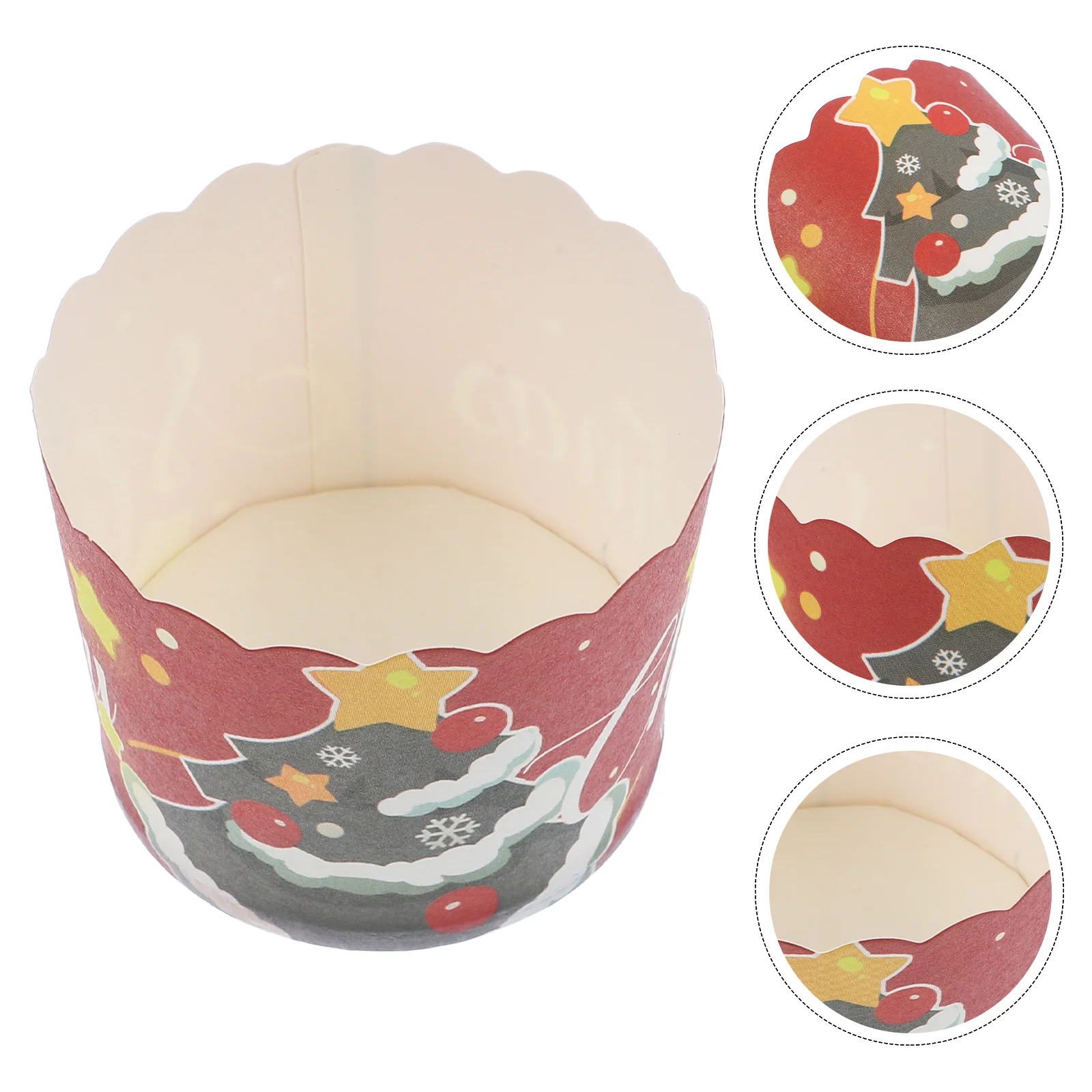 

50 Pcs Christmas Cake Cups Cupcake Adorns Xmas Wrappers Decor Baking Packing Paper Party Dessert Box Theme Decors