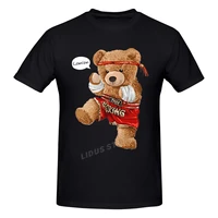 2022 fashion leisure funny boxing teddy bear t shirt harajuku streetwear 100 cotton graphics tshirt brands tee tops