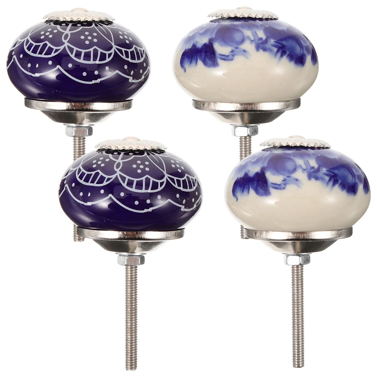 

4 Pcs Ceramic Handle Drawer Knob Birthday Decoration Girl Round Vintage Pull Cabinet Ceramics Small Dresser Metal