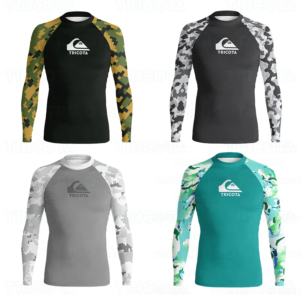 

Men Rash Guard Surfing Clothing Beach Swimwear Long Sleeve UV Protection Diving Rashguard T-shirts Watersports Surfing Swimsuits