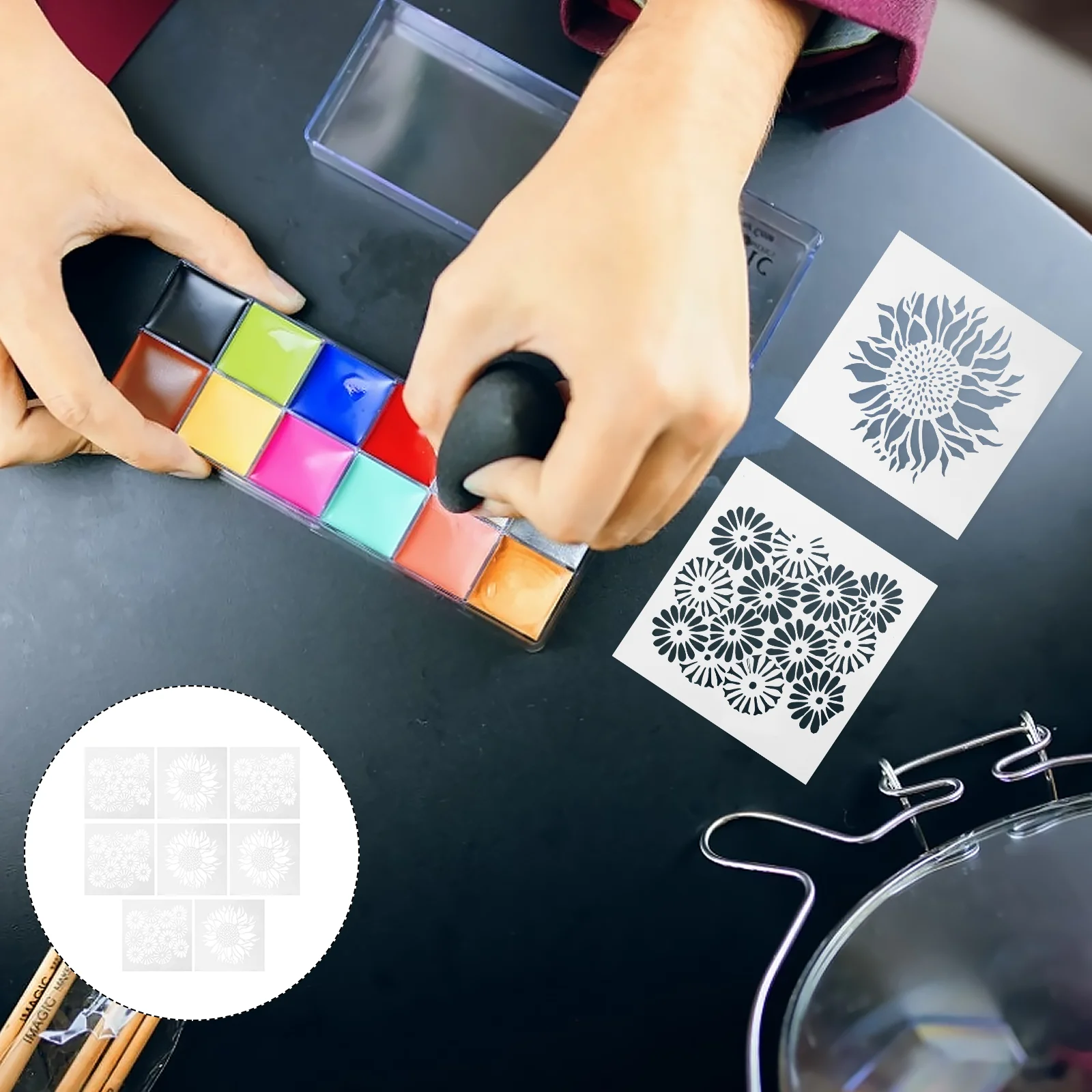 

Stencils Stencil Paintingcraft Drawing Flower Kids Diy Drafting Tools Supplies Reusable Sunflower Gifts Template Printable