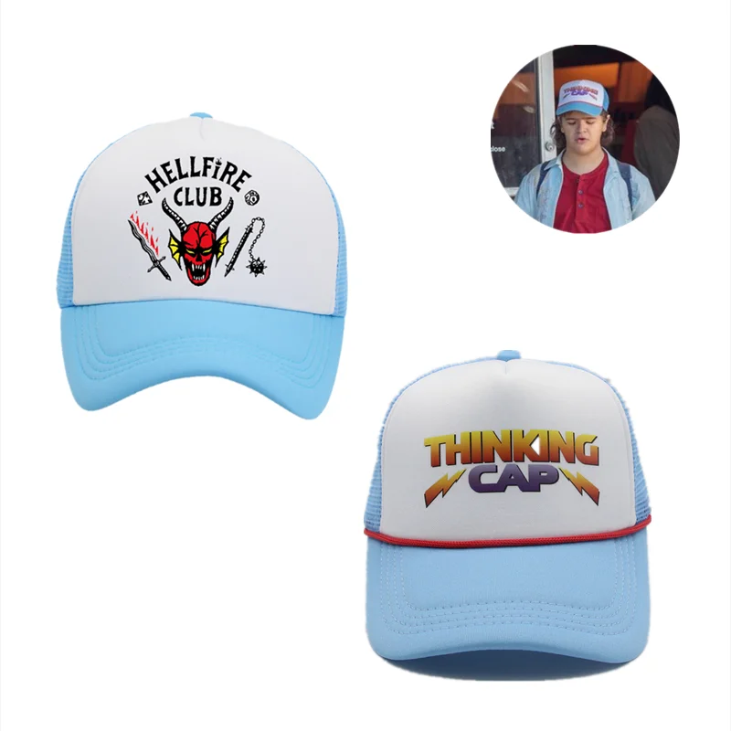 

Stranger Things Season 4 Hellfire Club Cotton Cap Cosplay Dustin Baseball Hat Mesh Thinking Sunshade Hats Adult Unisex Party