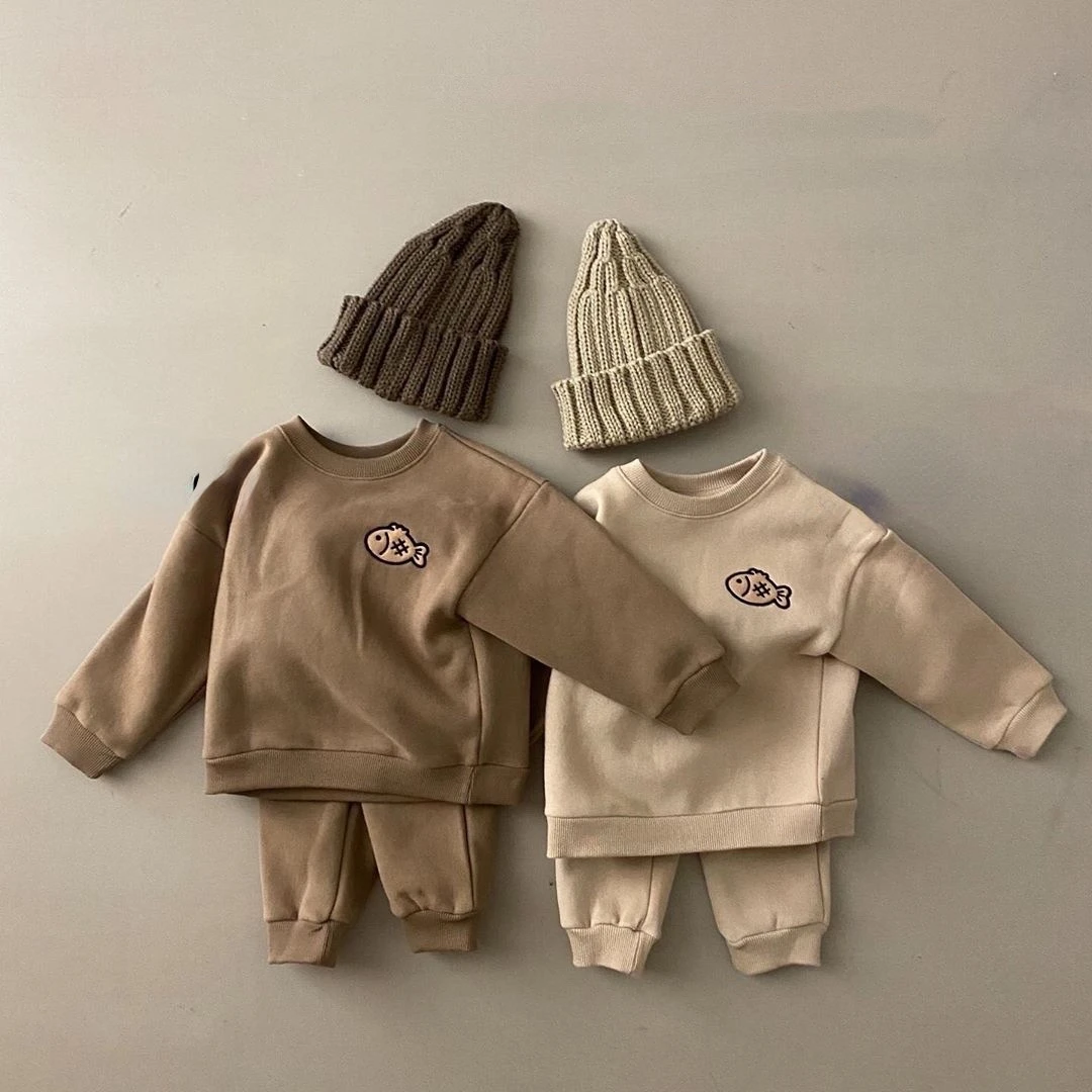 

Korean Baby Cotton Clothing Sets Kids Boys Girls Clothes Spring Autumn Loose Tracksuit Pullovers Sets Tops+Pants 2PCS outfit