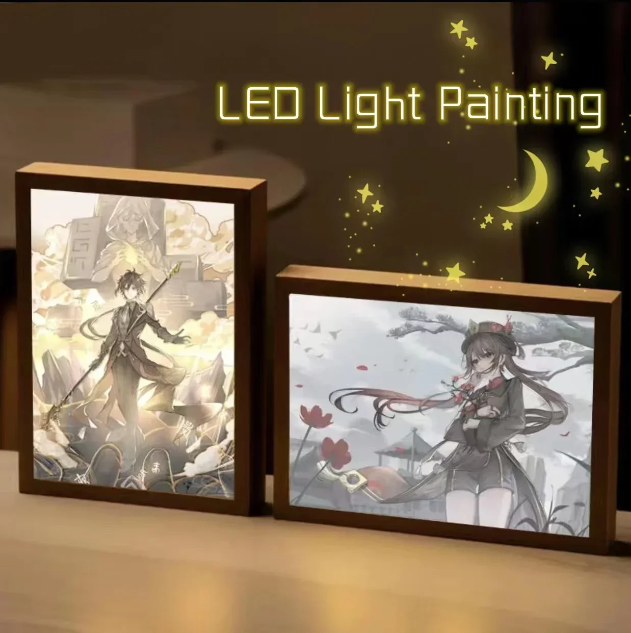 

Anime Genshin Impact Led Painting Light for Bedroom Decor Led Night Light Lightbox Genshin Impact Table Lamp Birthday Gift