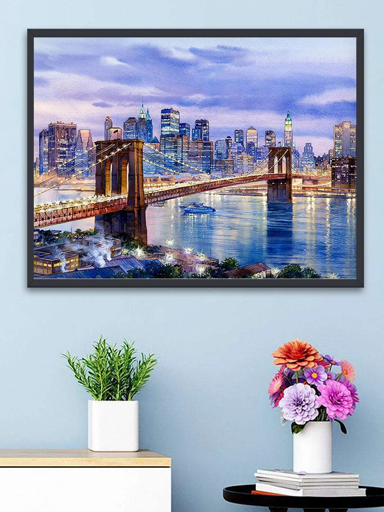 

Алмазная вышивка «сделай сам», пейзаж, круглая алмазная живопись, вышивка крестиком, Алмазная мозаика, городское украшение, картина Стразы