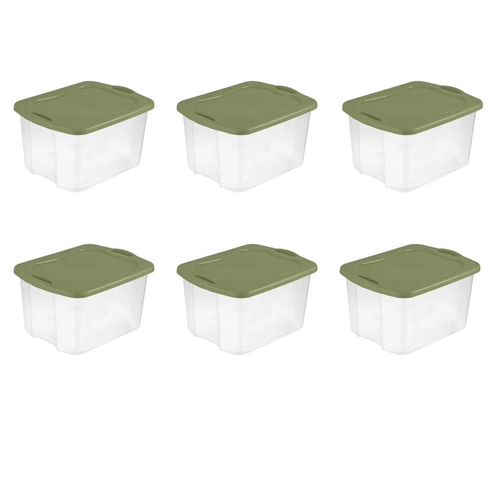 

70 Qt. EZ Carry Plastic, Clear/Sage Legume, Set of 6 Storage Box