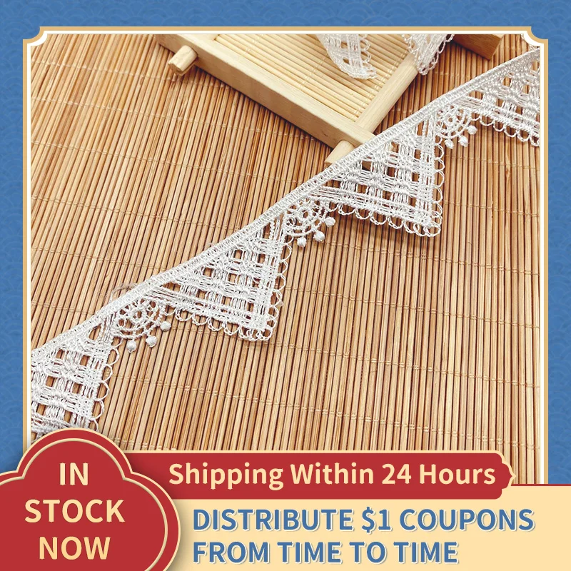

Polyester Ivory Black Embroidery Unilateral Home Soft Decoration 5Yards Lace Trims Clothing Accessories Triangles Lace Wholesale