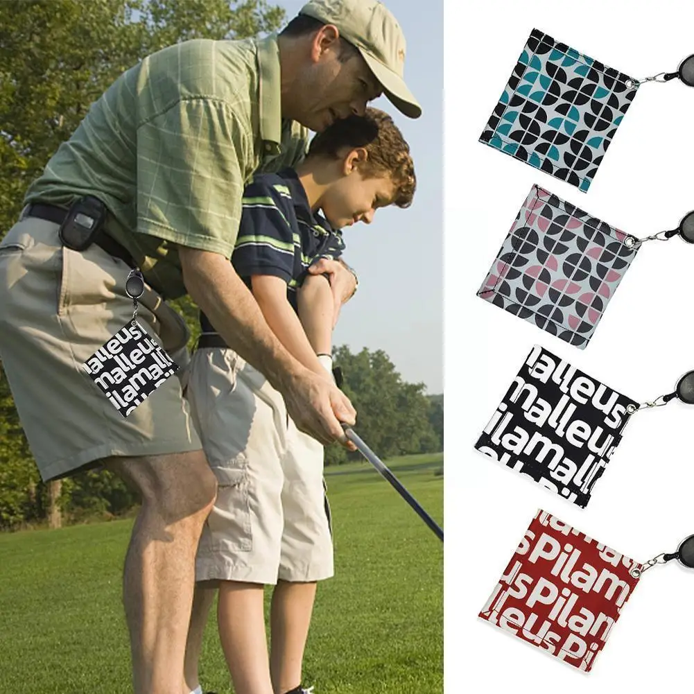 

Golf Ball Cleaning Towel With Retractable Chain Club Golf Buckle Cleaner Waterproof Accessories Mini Ball Golf K8f1