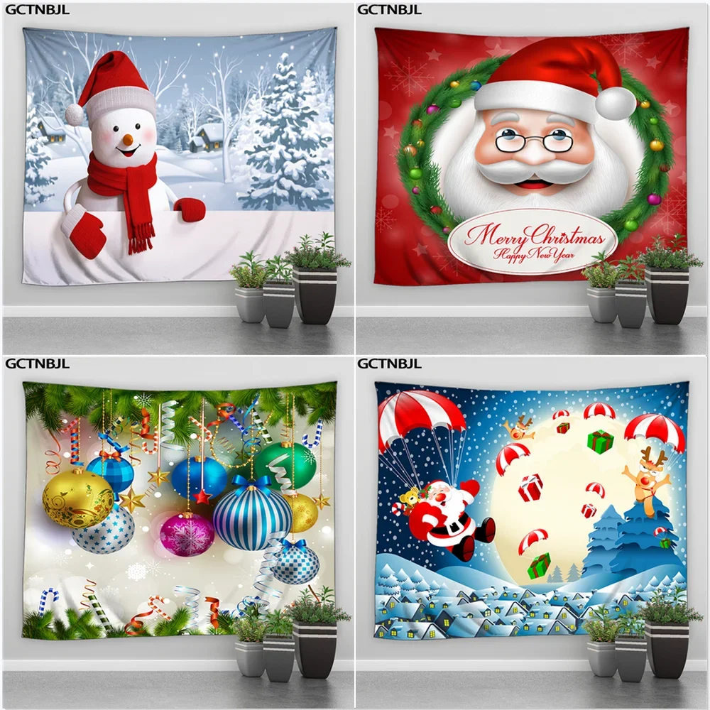Рождественский гобелен большая настенная подвеска Санта-Клаус олень снеговик