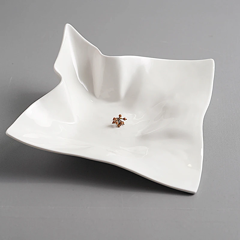 

Необычная керамическая обеденная тарелка, необычная тарелка в стиле оригами, молекулярная кухня, холодная фотоплитка, кухонная посуда