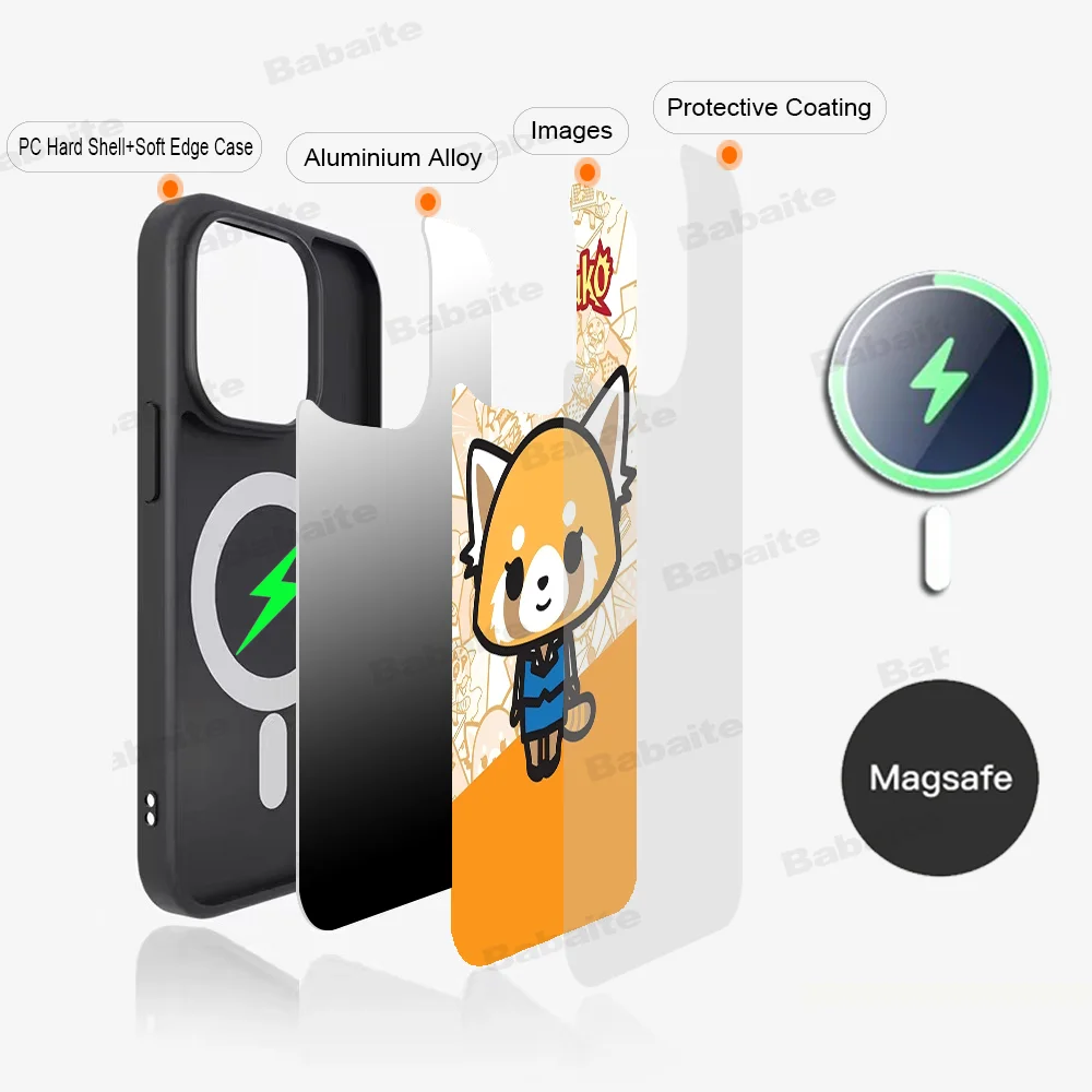 Милый чехол для телефона с рисунком A-Aggretsukos магнитный iPhone 16 14 13 12 11 15 Pro Max Plus Magsafe