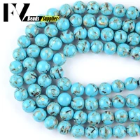 natural dark blue shell howlite turquoises 4 12mm loose round beads beads for jewelry making diy necklace bracelet accessories