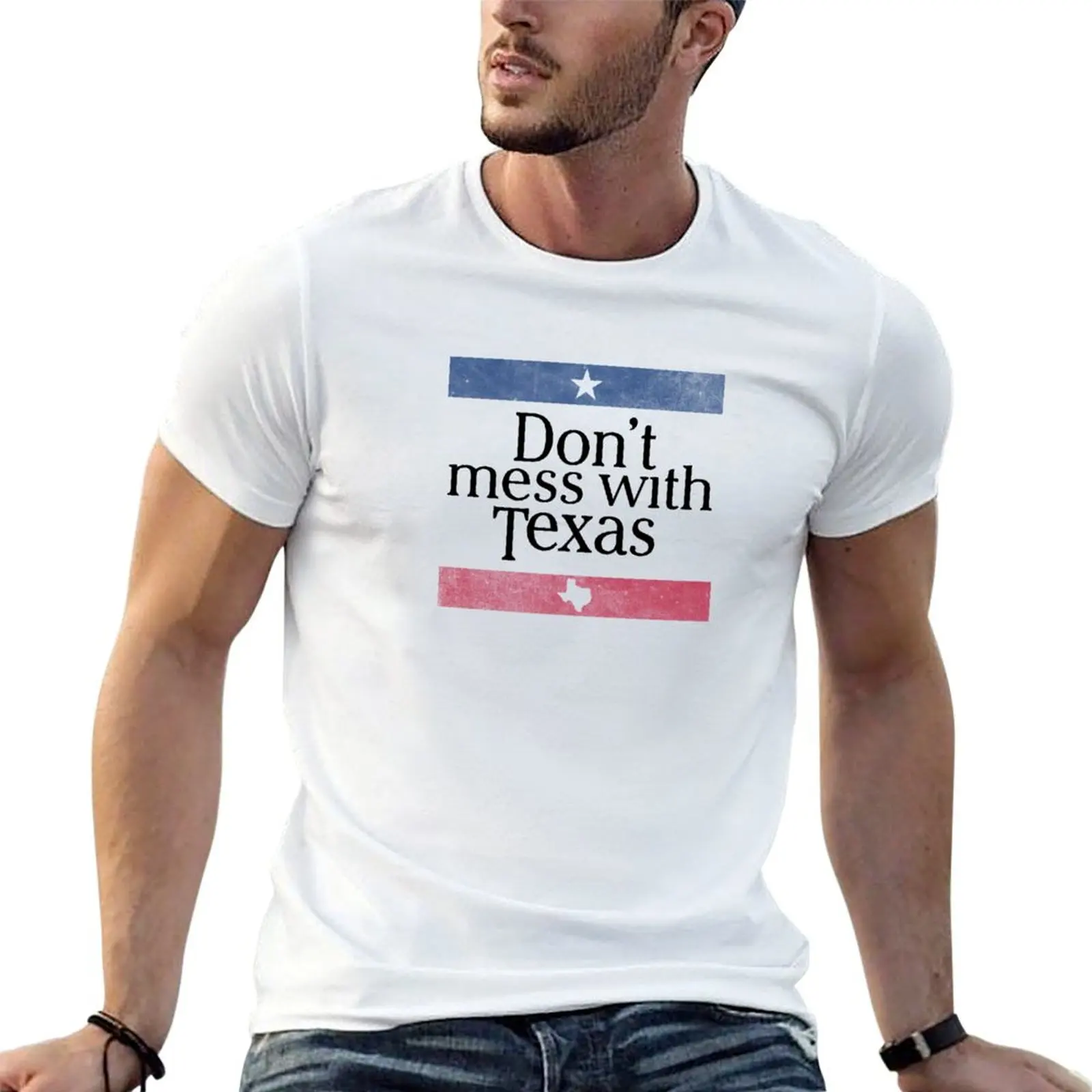 Фото Футболка Don't mess with Texas, с уникальным дизайном, простой базовый дизайн, футболка с коротким рукавом. №1