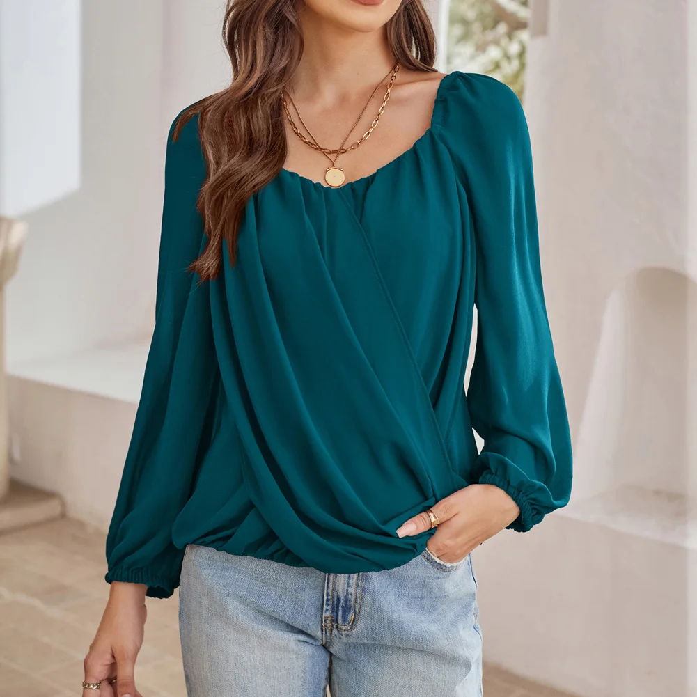 Женские топы из контрастной ткани GK Повседневный пуловер с длинным рукавом и