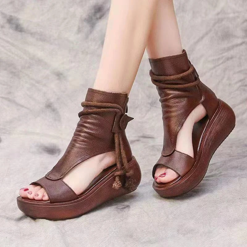 

2022 Summer Shoes Women Fish Mouth Soft Roman Ladies Sandals Platform Heighten Shoe Wedges Sandals Retro Gladiator Sandals Women