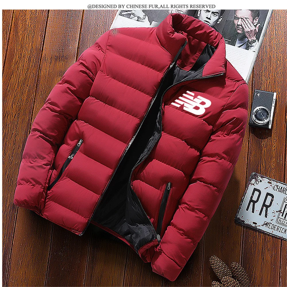 2022 novos homens parka outono inverno casaco sólido gola zíper fecho bolsos casual puffer quente jaqueta streetwear