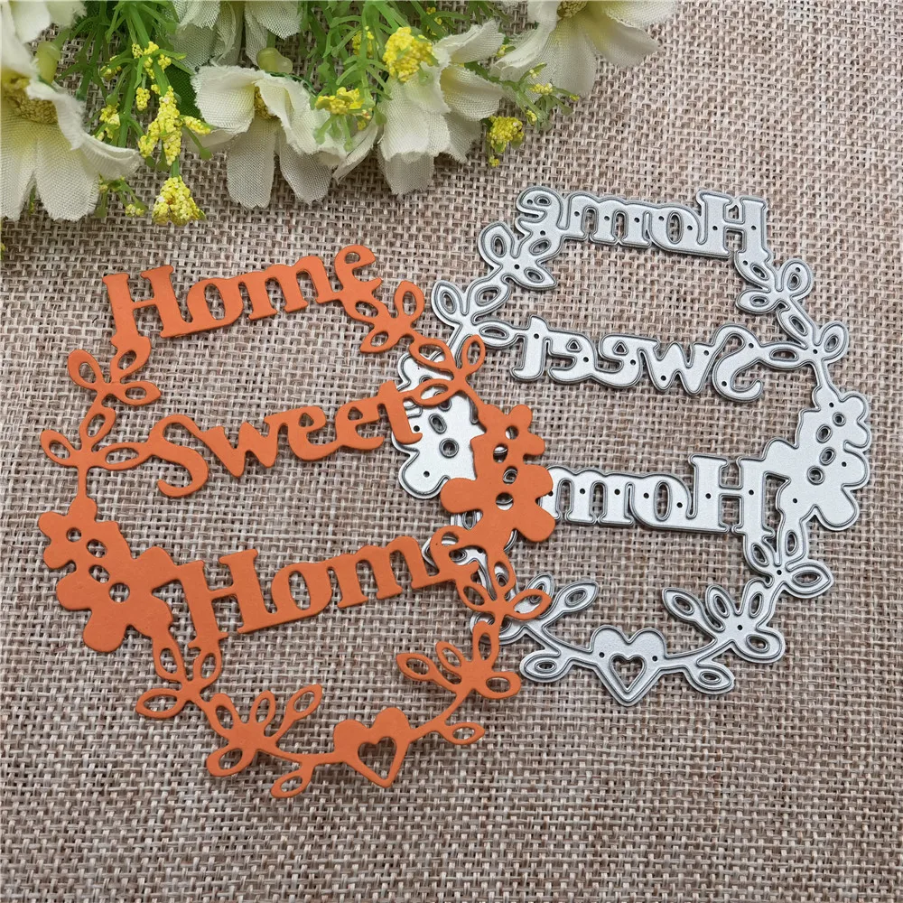 Милые домашние буквы, гирлянда, металлические Вырубные штампы, фотоальбом, карточки, бумага для тиснения, Рукоделие, сделай сам