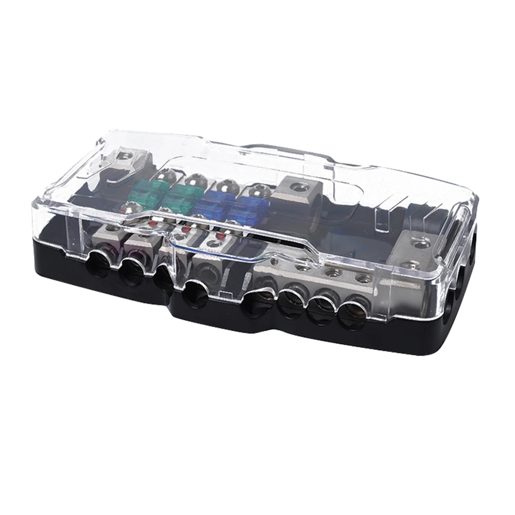 

Mini ANL Blade Fuse Holder 2 Input 4 Ouput Power Distribution Block Zinc Alloy and PC Prevent Excessive Current for Car RV