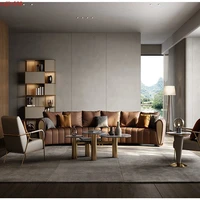 cj italian light luxury leather sofa sitting room three people arc design first layer cowhide high end italian minimalist sofa