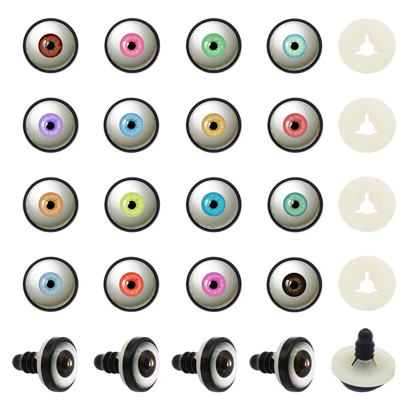 

Julie Wang 10 Pairs 14mm Glass Safety Human Eyes Round Pupil Buttons With Washer Toy Doll Eyeball Jewelry Making Accessory