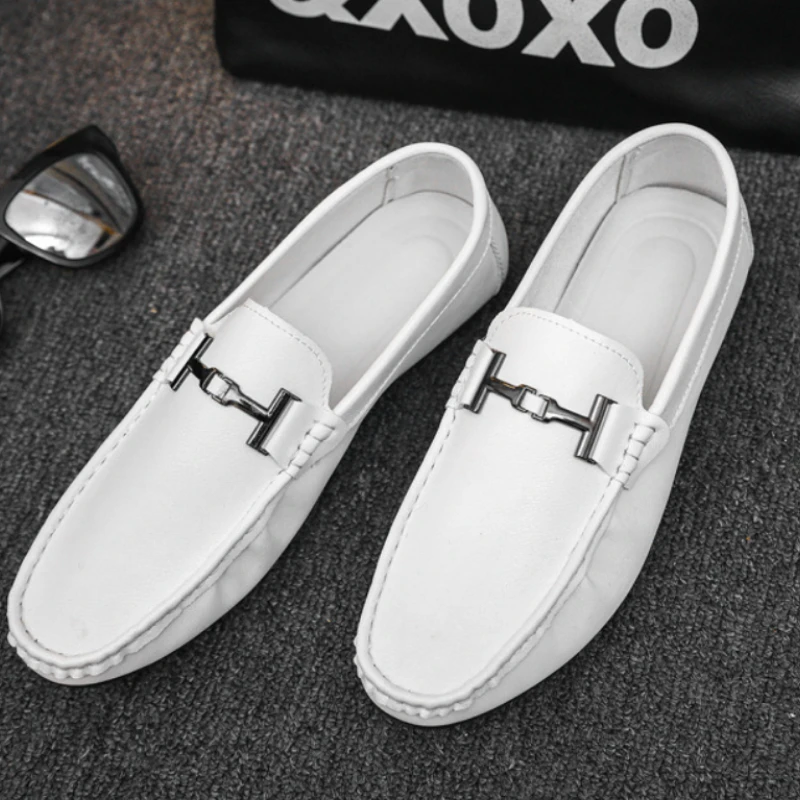 

New summer trend men's casual shoes one stirrup loafers soft bottom men's leather shoes driving shoes