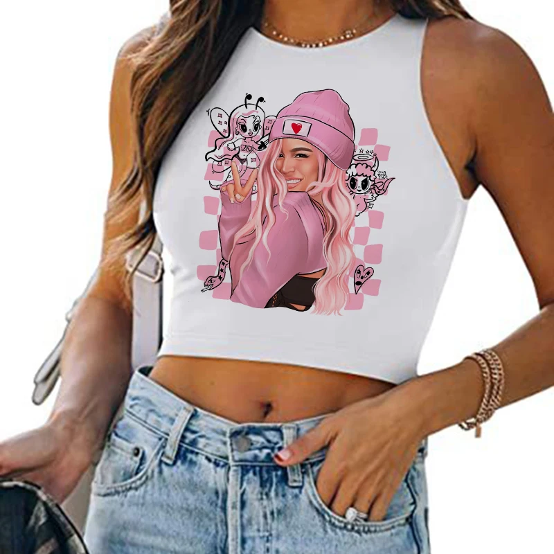 ed jutro będzie ładnie koszulka graficzna Karol G Heart Crop Tops Women Manana Sera Bonito Cropped Tee Shirt Funny Y2k TShirt Kobieta
