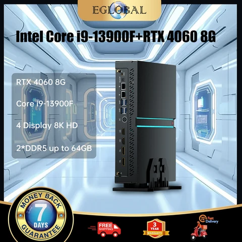 Eglobal 13-го поколения i9 13900F 13700 NVIDIA RTX 4060 8G игровой мини-ПК 64 Гб PCIE4.0 Windows 11 мини-компьютер ПК игровой настольный компьютер WiFi6