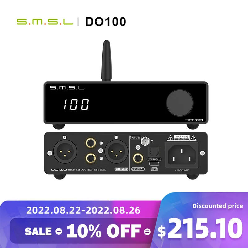 SMSL DO100 HiRes Audio DAC ES9038Q2Mx2 Bluetooth 5.0 DSD512 32Bit 768KHZ OPA1612 Balanced XLR output with remote control for PS5
