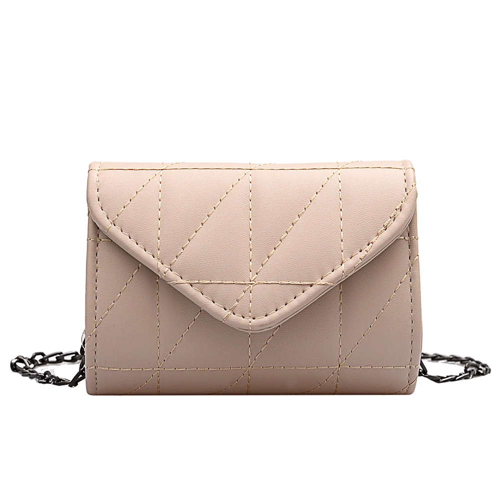 

Lattice Pattern PU Leather Crossbody Bag Women Chain Mini Flap Shoulder Handbag Popular Simple Female Daily Bag