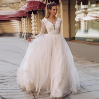 beach wedding dresses for bride 2022 long sleeve lace boho bridal gowns for women backless wedding gown