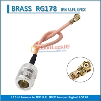 1x pcs high quality l16 n female to ipx u fl ipex female pigtail jumper rg178 extend cable rf connector coaxial low loss