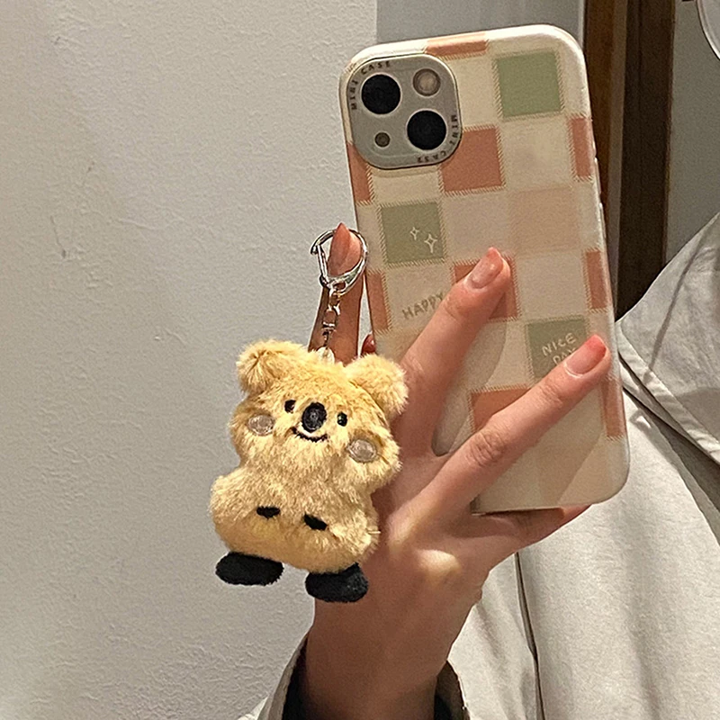 

New Cute Plush Koala Keychain Toy Stuffed Animal Koala Doll Toys Imitation Rabbit Fur Fluffy Backpack Bag Pendant Girl Gifts