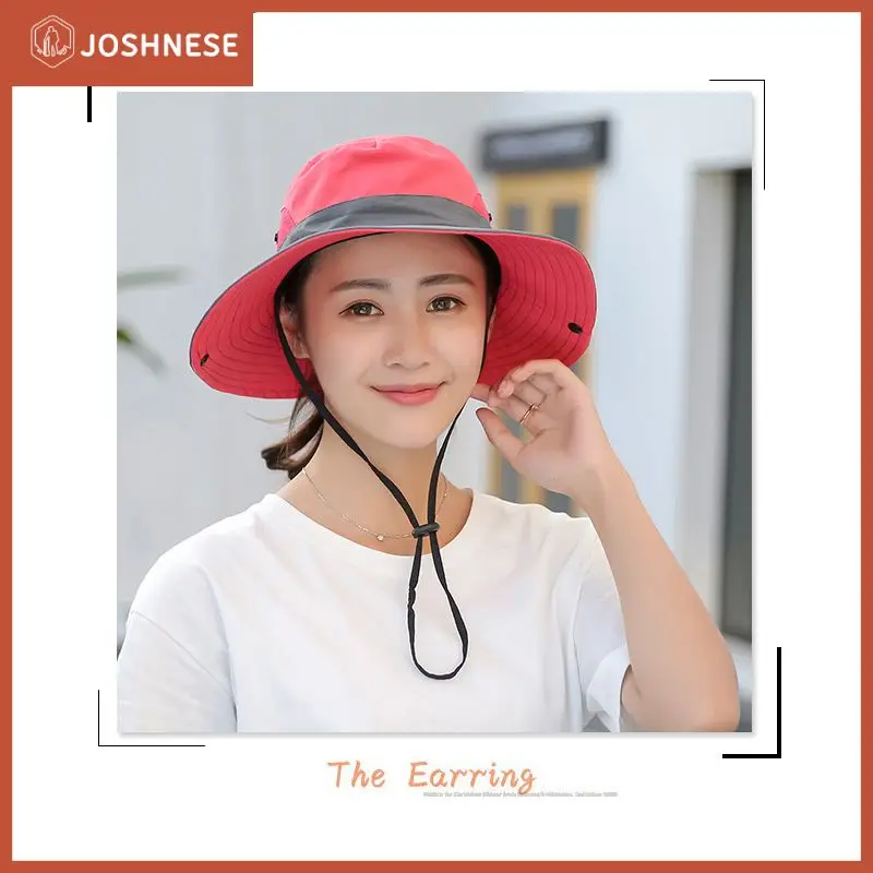

Two-color Stitching Bucket Hat Fashion Summer Women Sunhat Breathable Mesh Sun Protection Outdoor Sun Hat Hiking Climbing Caps