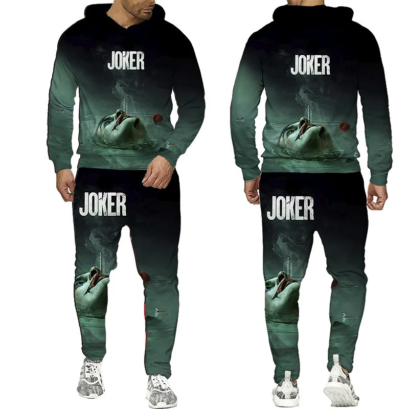 

Evil Clown 3d Printed Men's Hooded Sweatshirt Set Fashioin Men's Sportswear Hoodies +Pants Tracksuit Winter Men's Clothing Suit